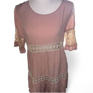 JODIFL Mauve Lace Accent Blouse